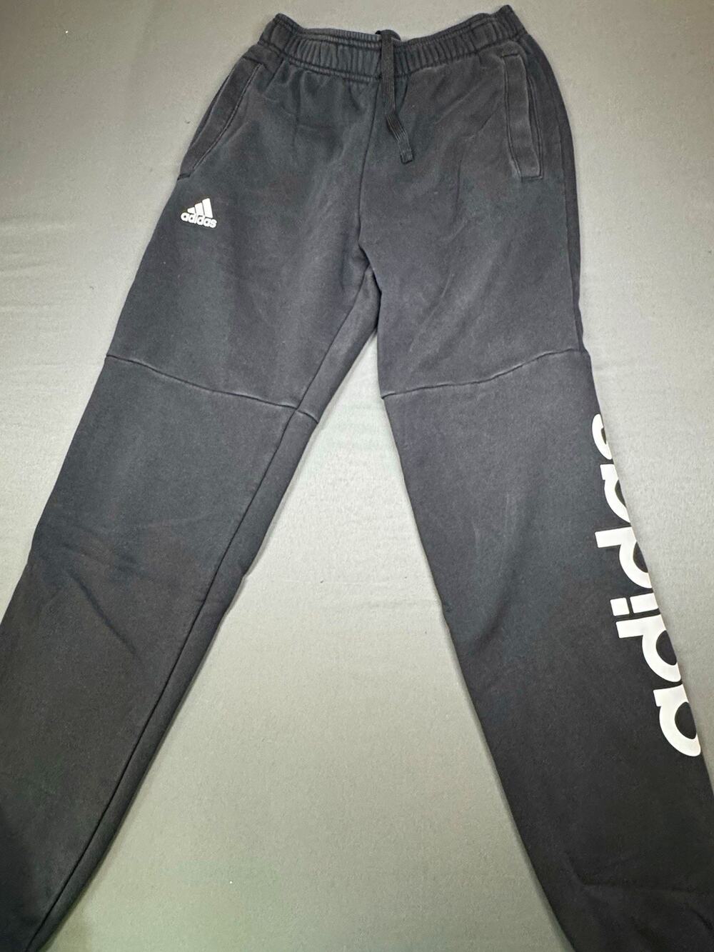 adidas Men’s Black Fleece Jogger Sweatpants Size S Drawstring Pockets Logo